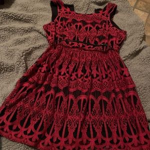 Red And Black Detailed Dress